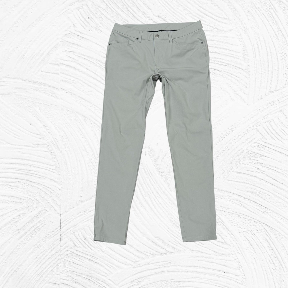 Lululemon ABC Pant Slim Warpstreme‎ Mens 34X31.5 Silver Drop 5 Pocket Stretch